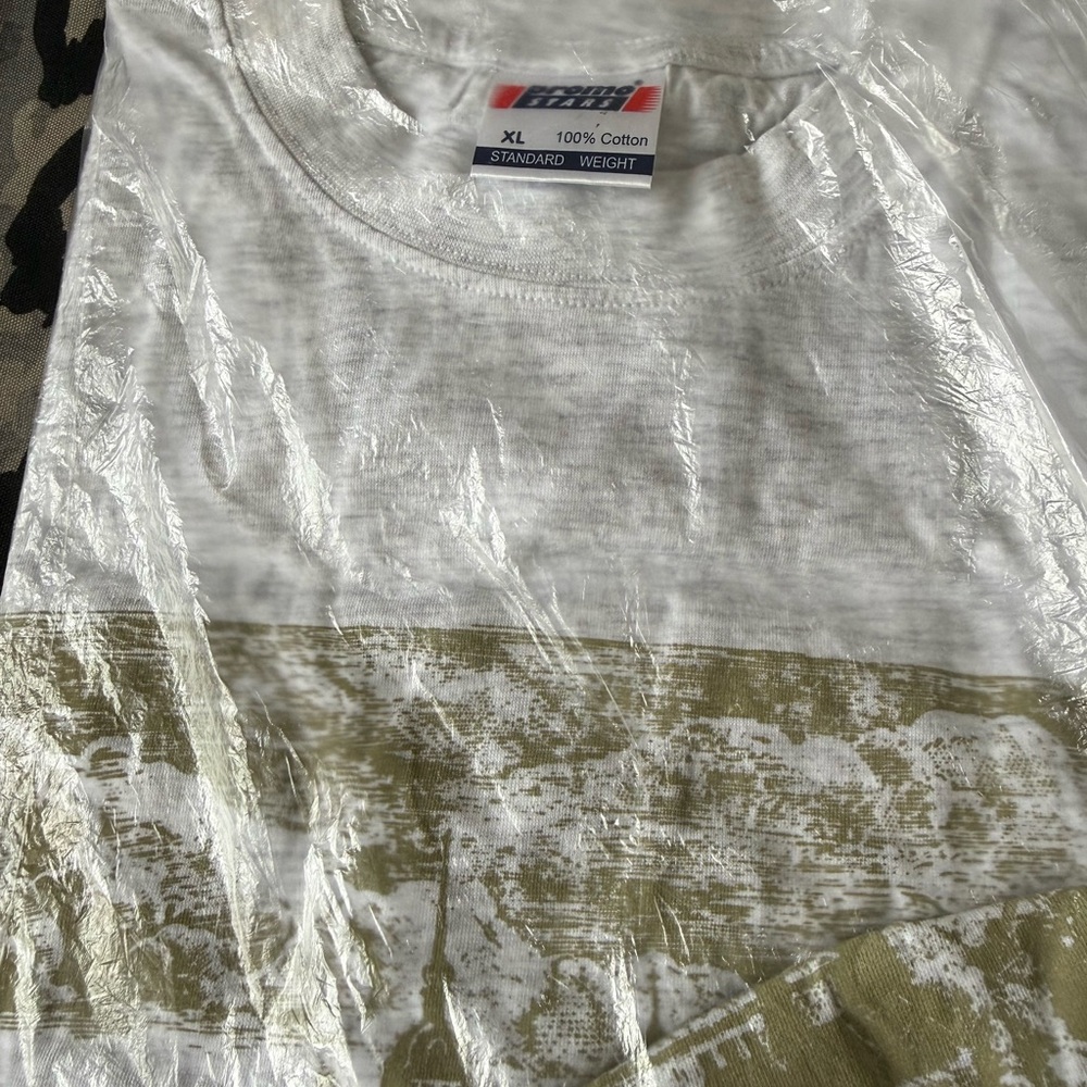 White and Green Short Sleeve Tee
